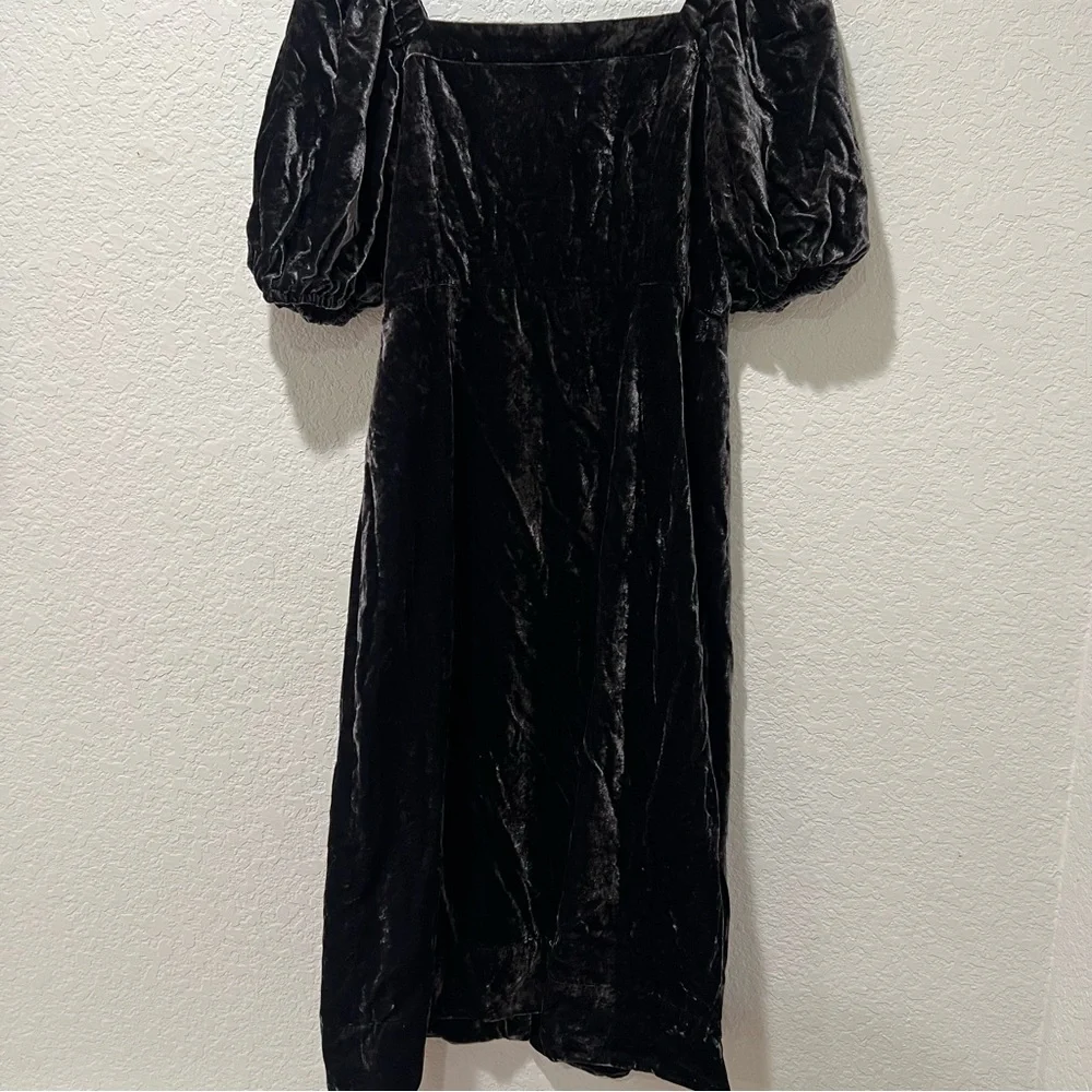 J. Crew Puff-sleeve Velvet Dress in Black